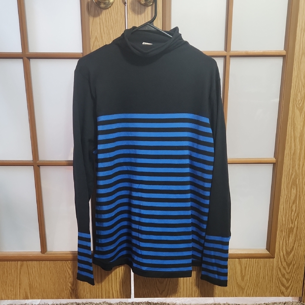 Duluth Trading Co Womens S'no Sweat Turtleneck Sweater Blue And Black Size XXL